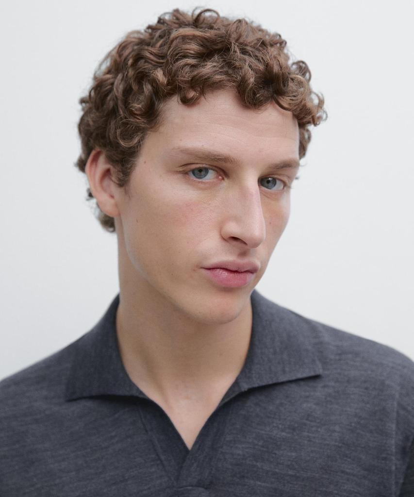Masimodutti Knit V-Neck Polo Shirt