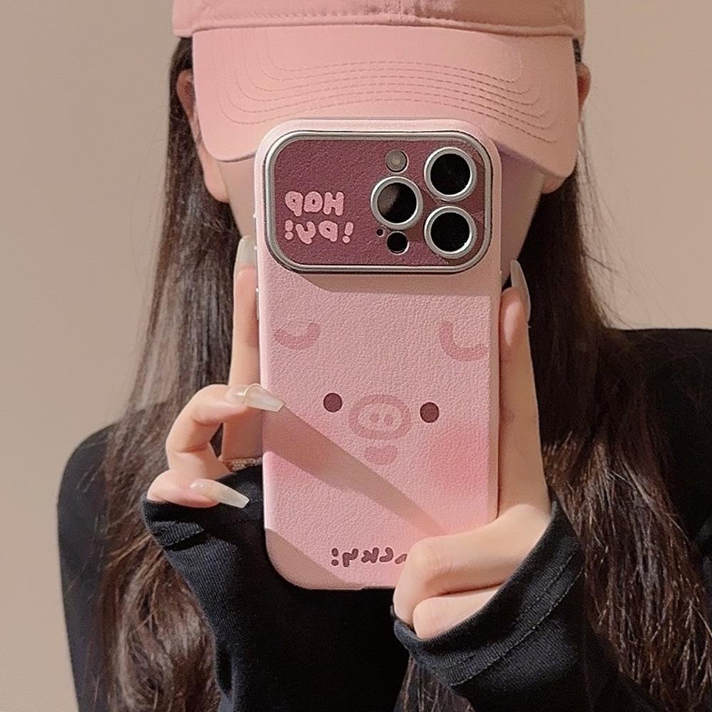 

Suitable for Apple 15promax Phone Case Iphone16 Super Cute Little Pig and Little Duck 11 Leather 13 Shockproof 12 12pro (6.1)