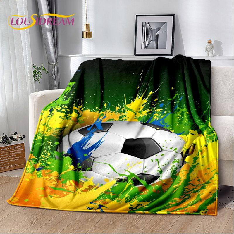 3D Football Art Cartoon Soft Plush Blanket,Flannel Blanket Throw Blanket for Living Room Bedroom Bed Sofa Picnic Cover Bettdecke