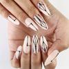 Unghii False Presate Migdală Lucioase Unghii False Adezive în 12 Mărimi, 24 Buc. Tipsuri Unghii Franceze pentru Decorațiuni DIY Nail Art
