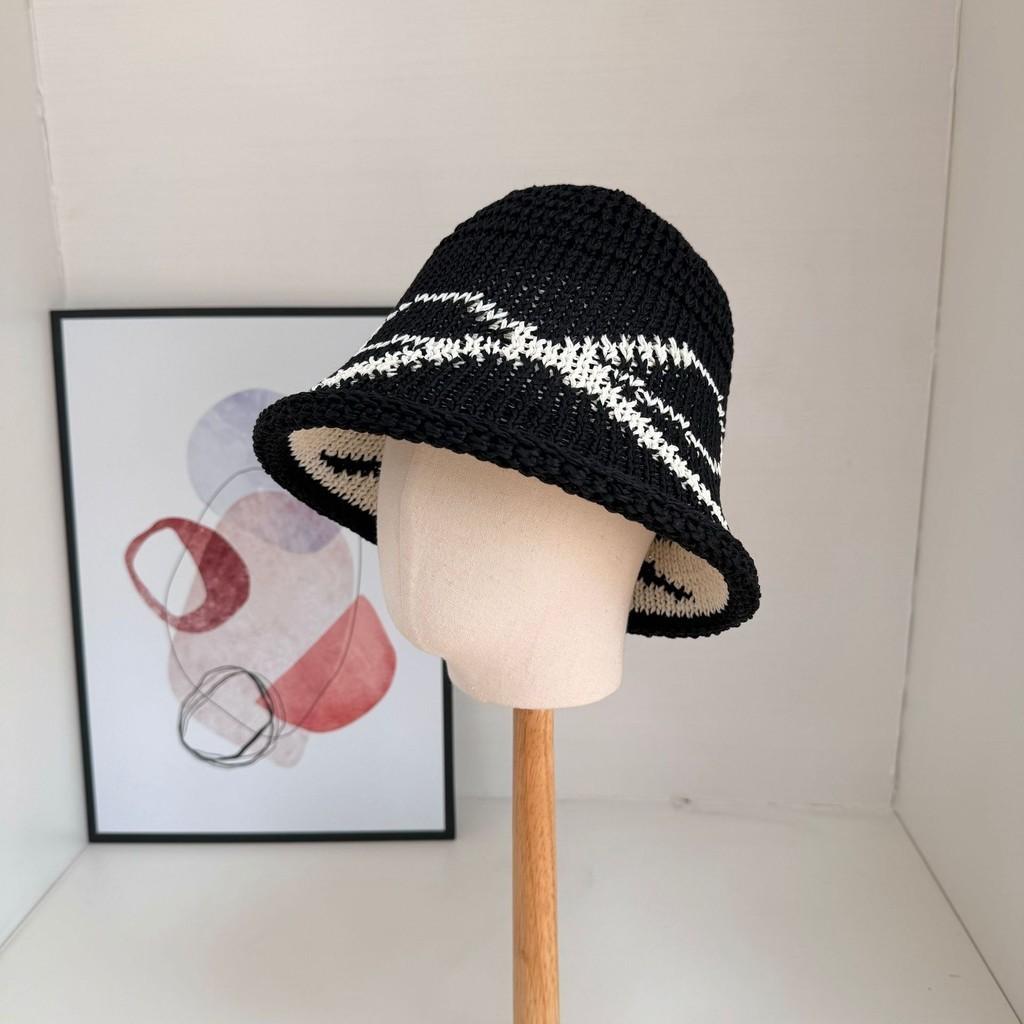 Elegant Korean Butterfly Bow Woven Hollow Sun Hat For Women Stylish Face Slimming Sunshade Fisherman Hat