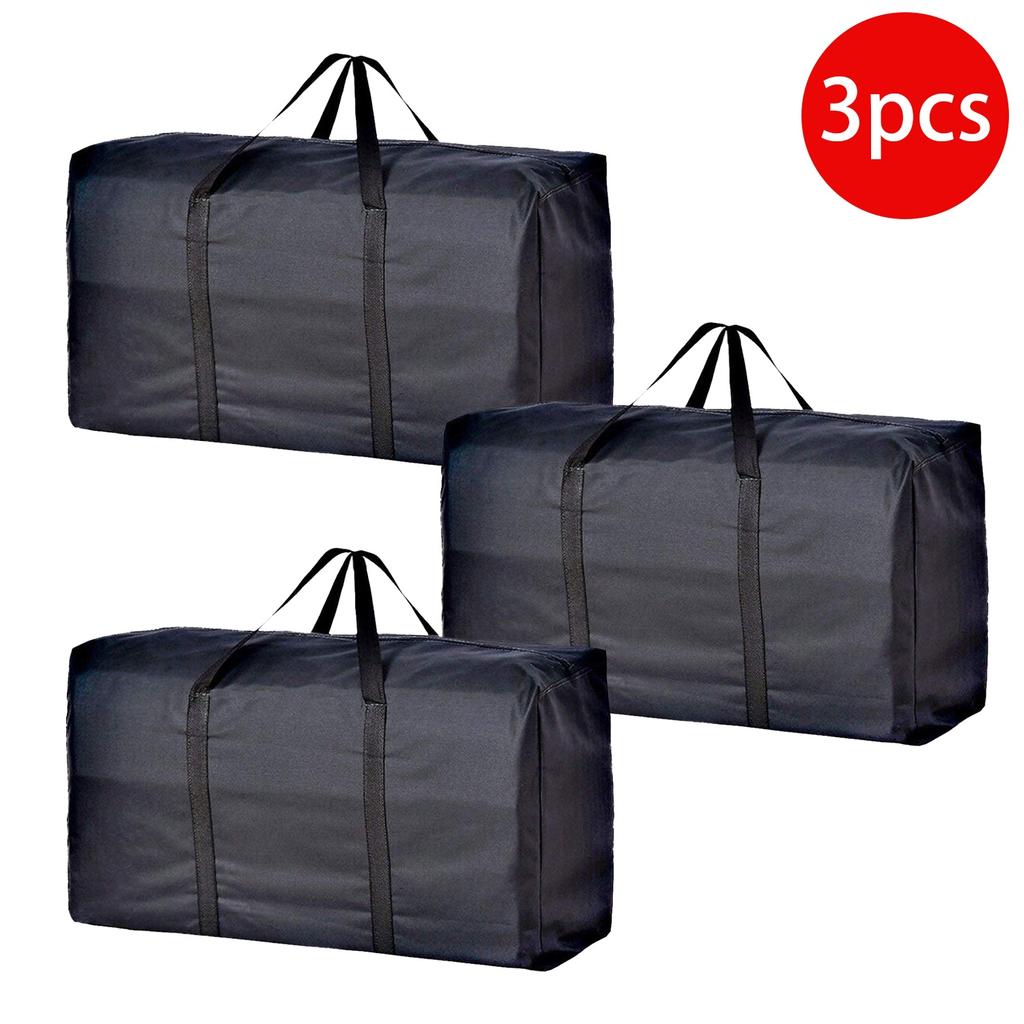 3/6pcs Heavy-Duty Extra Large Moving Bags with Reinforced Zippers & Sturdy Handles - Durable Fabric Storage Totes for Clothes