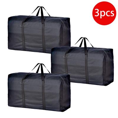 3/6pcs Heavy-Duty Extra Large Moving Bags with Reinforced Zippers & Sturdy Handles - Durable Fabric Storage Totes for Clothes