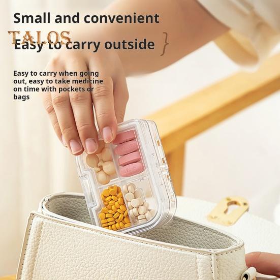 3-in-1-Pillenteiler, Aufbewahrungsbox für Tabletten, feuchtigkeitsbeständig, tragbare Größe, transparent, multifunktionale Pillentragetasche