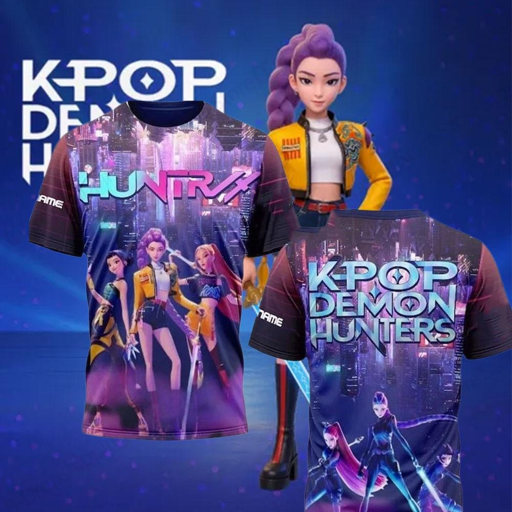 Cartoon Anime T-shirt K-Pop Demon Hunters 3D Print T-shirt Fashion Casual Short Sleeve Boys Girls Soft Comfortable T-shirt