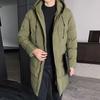 Men Cotton Coat Hooded Drawstring Long Sleeve Full Zipper Closure Cotton Jacket