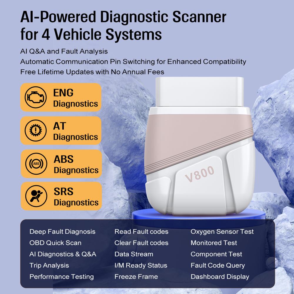 Engine ABS Transmission Airbag Scan Auto Accessories Car Code Reader Car OBD II Diagnostic Tools OBD2 Scanner Fault Code Clear N32G452CCL7,QFP48  V1.4