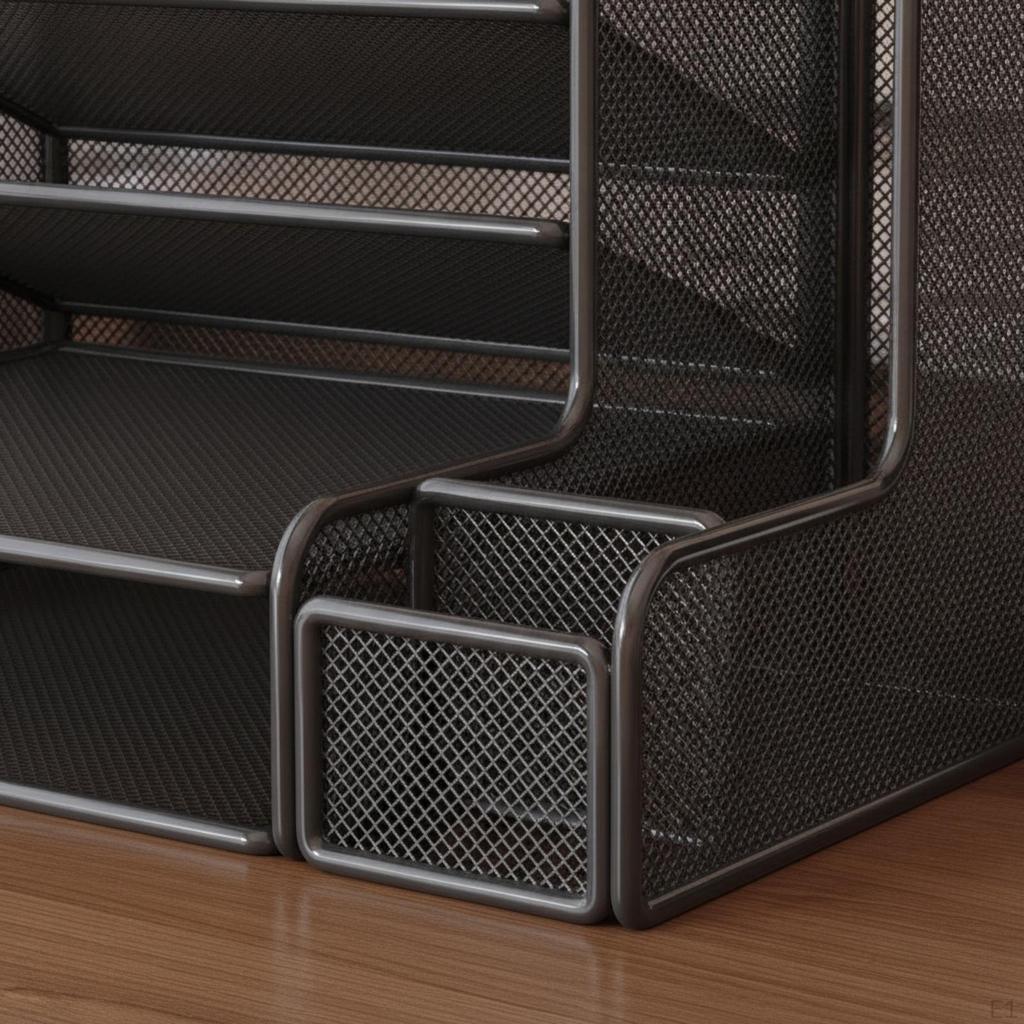 Paper Organizer with Side Pocket Ventilated Desktop File Sorter Convenient