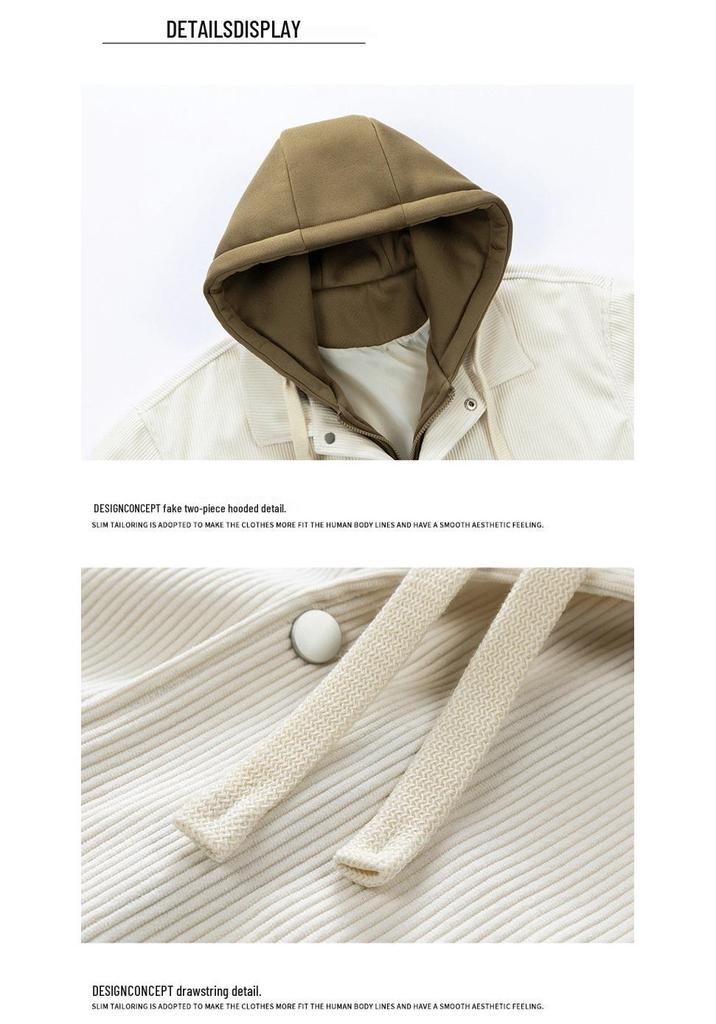Men's Corduroy Baseball Jacket: Autumn/Winter Casual Loose Fit with Velvet, Thickened Lapel Outerwear