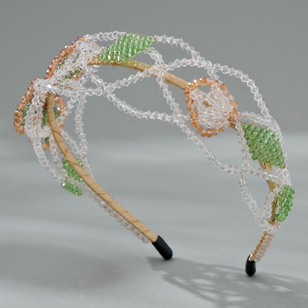 Korean Small Fragrant Style Hair Hoop Ins Internet Celebrity Hair Accessories Women's Prom Wedding Headband Fashion Grid Crystal Handmade Hair Hoop