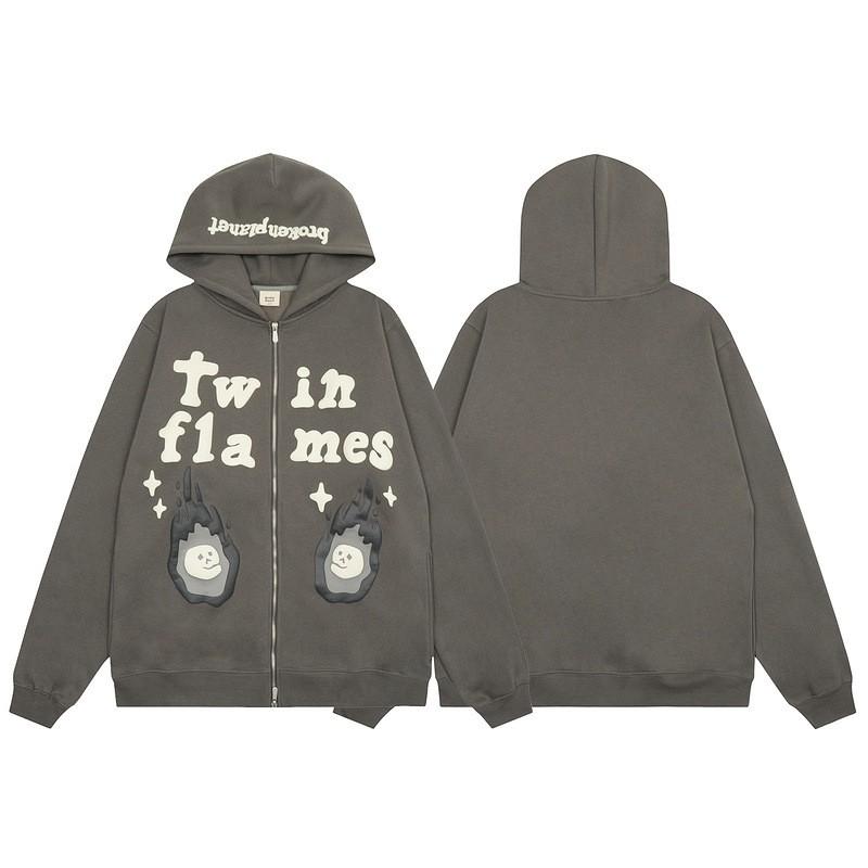 Broken Planet Oversized Hoodie Jogger Set Mens Streetwear Cotton Fleece Letter Puff Print Loose Fit Winter
