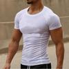 Men's Stretch Compression Tee Shirt Fitness Gym Sports Running T-Shirt Quick Dry Breathable Basketball Training Short Sleeve Top