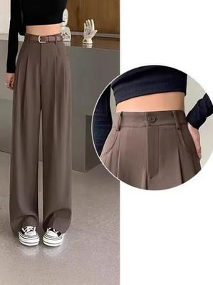 2024 Women's High-Waisted Straight-Leg Wide-Leg Trousers - Spring/Autumn Casual Suit Pants with High-End Drape and New Temperament Style.