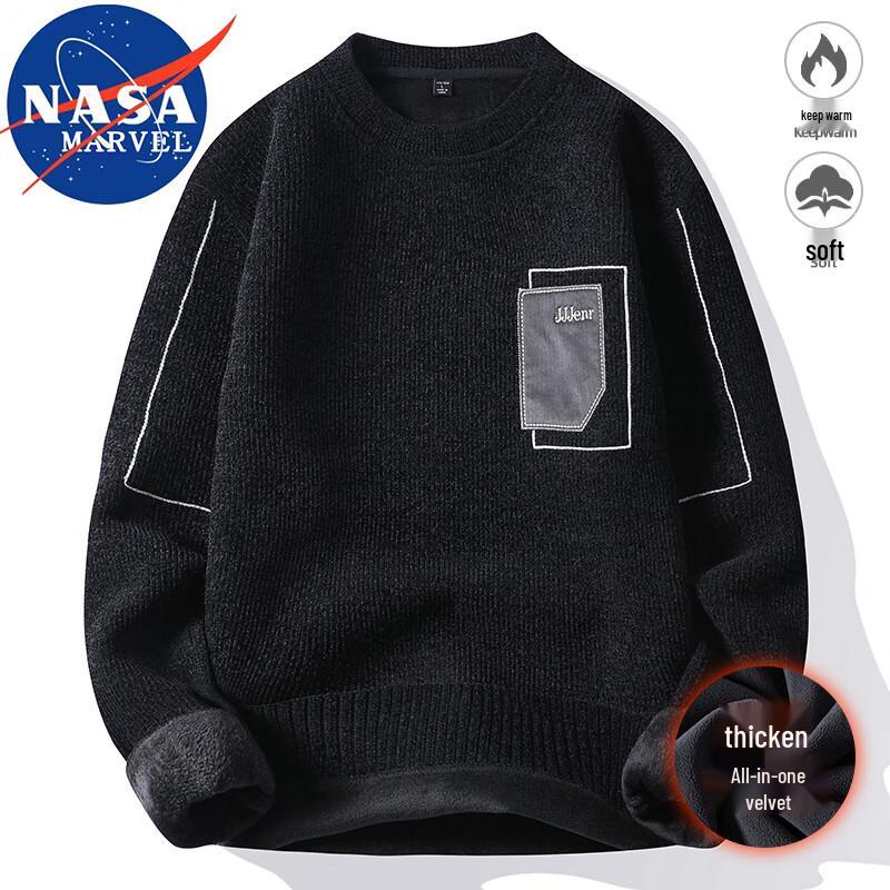 

Men s NASA MARVEL Fleece-lined Casual Crewneck Pullover Sweater 2XL