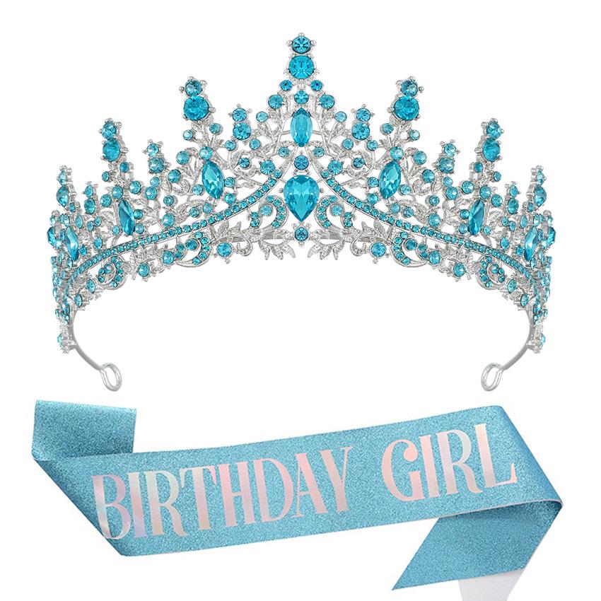 Luxury Crystal Crown & Sash Set for Birthday Girl