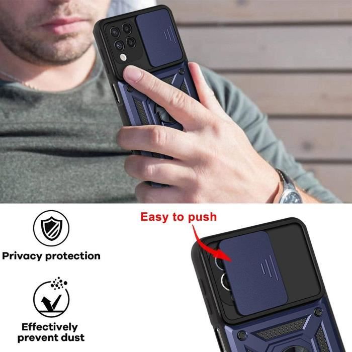 Coque de Protection - PROSHOP - Samsung A12 - Rigide - Verre trempé - Bleu Marine