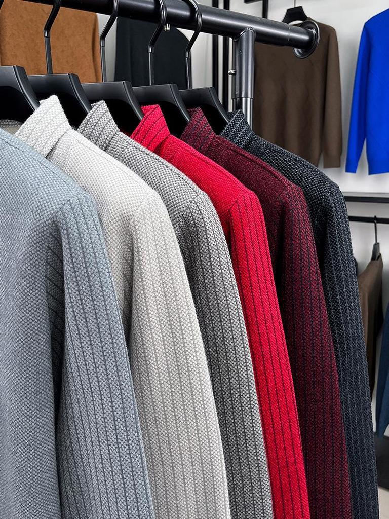 Men's Winter Holiday Two-Piece Plus Velvet Warm Sweater with Shirt Collar
