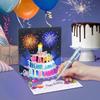 Birthday Cards Fireworks Pop Up Cake Blowable Light and Music Happy Birthday Card Gifts for Women Men Mom Kids