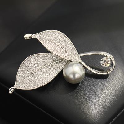 New Leaf Brooch Premium Light Luxury Inlaid Zircon Corsage Versatile Luxury Women's Accessories Fashion Accessories
