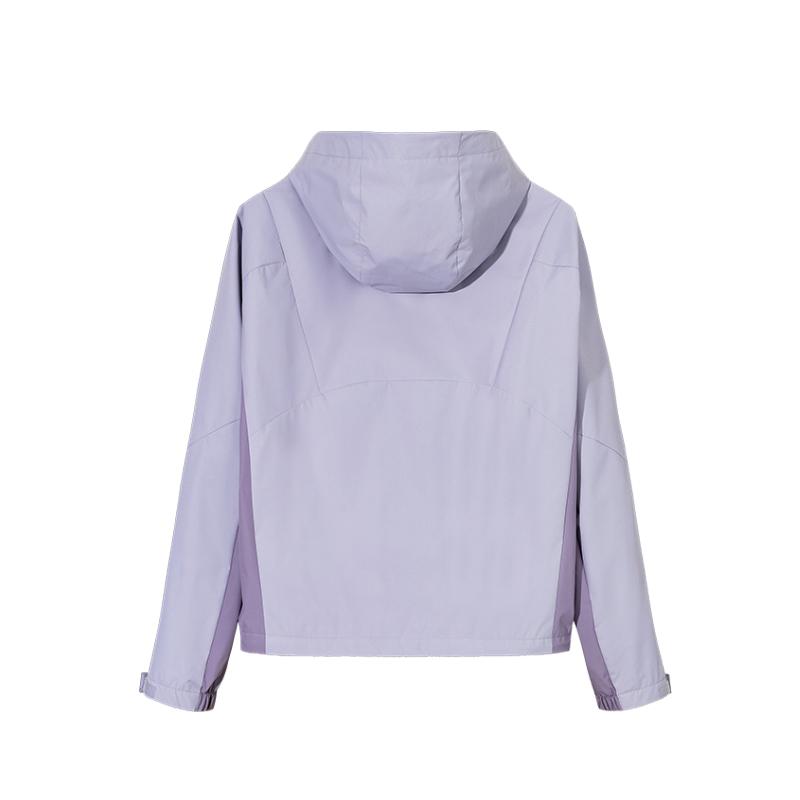 Anta Casual Minimalist Color-Block Hooded Jacket Women Jackets Purple-Smoke Silk-Gray-Purple 162517611S-1
