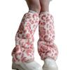 Trendy Plush Leg Warmers for Women Aesthetic Leopard Colorful Furry Boot Cuffs Leg Gaiters Sleeve Footless Long Socks