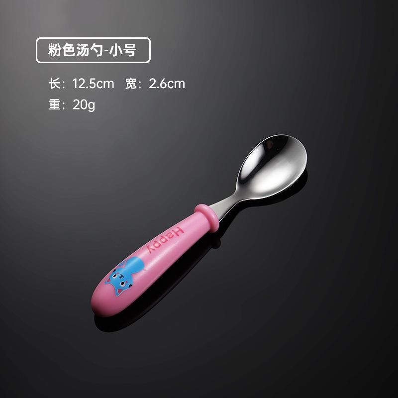 304 stainless steel children's fork and spoon portable tableware blue cat cute baby pattern small gift western food