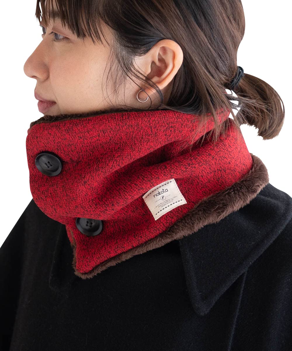 

Nakota Buttoned Mixed Heather Neck Winter Snood Scarf for Men and Size Red Micro-Boa Warmer, Antibacterial, Odor-Resistant, Women, L,