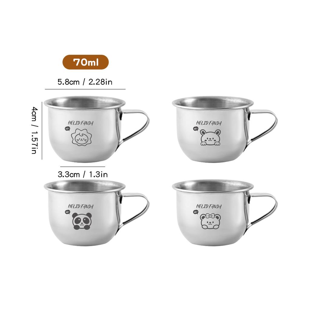 Cute Mini 304 Stainless Steel Children Water Cup With Handle Coffee Mug Durable Anti Scalding Metal Drinking Cup Tumbler For Kid