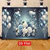 2D Anniversary Photo Backdrop Floral Balloon Party Decor Cloth