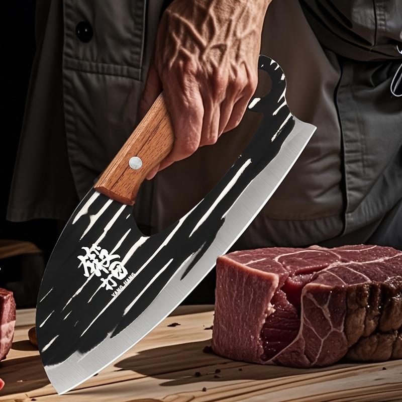 Cuțit de bucătar fără efort, Cuțit pentru tăiat carne, Cuțit de uz casnic pentru feliat legume și fructe, Cuțit de bucătărie forjat din oțel inoxidabil