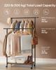 SONGMICS HOME Clothes Rack, Clothing Rack On Wheels, Portable Garment Rack, with 1 Clothes Hanging Rail, Matchstick-Shaped Hooks