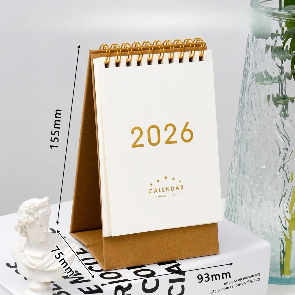 1pcs 2026 Vintage Kraft Paper Desk Calendar, Thick Monthly Grid for Office & Home, Efficient Planning & Decor, Calendars