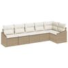 Garden Sofa Set with Cushions 6 Pcs Beige and White Poly Rattan