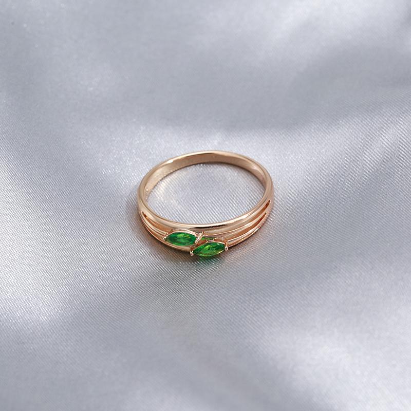 Kinel Shiny Green Zircon Leaf Rings For Women Trendy Luksus Smykker