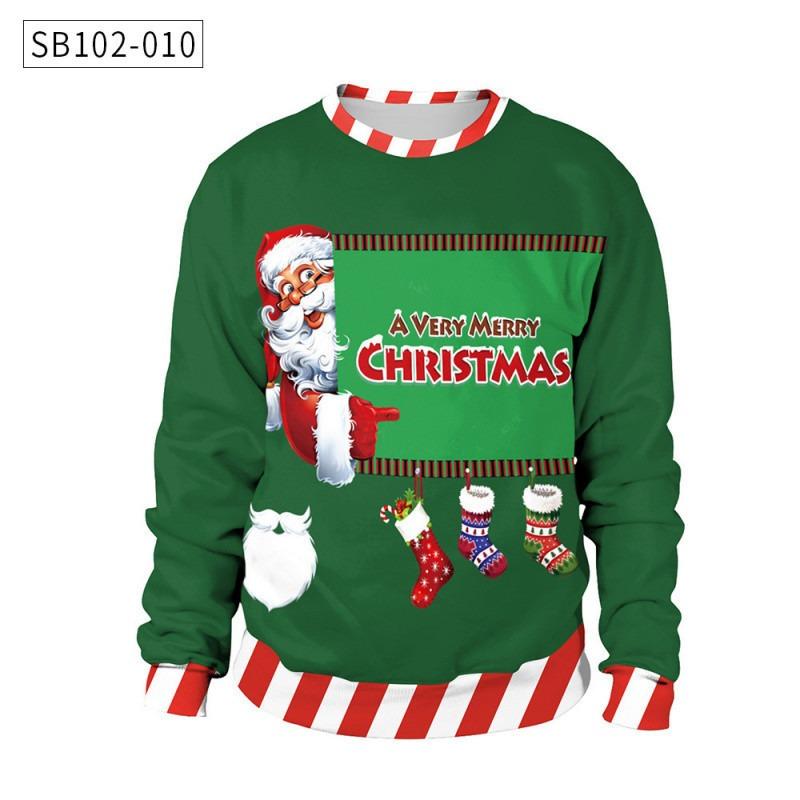 Autumn and winter new Christmas loose personality round neck digital printing sweater men's and women's sweaters