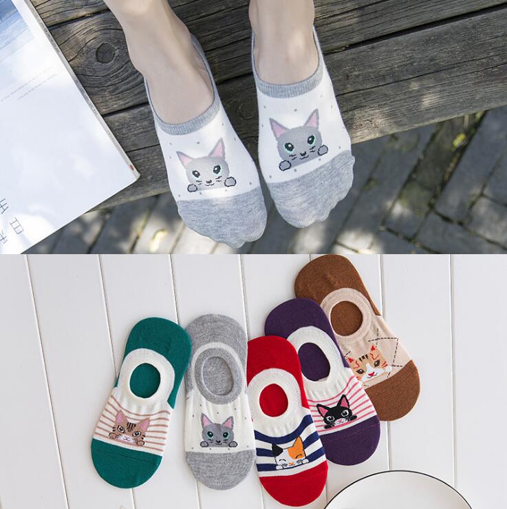 5 Pairs Women Girls Cute Cartoon Cotton Socks Short Summer Ankle Socks