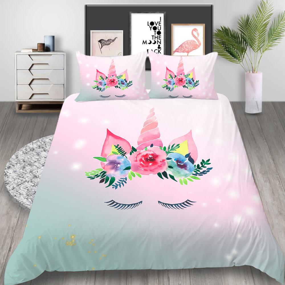 2023 New Style Unicorn Pattern Bed Cover Set Soft Home Textiles Bedding Suit with Pillowcase Boy Man Duvet Covers Girls Comforter Cover Suit