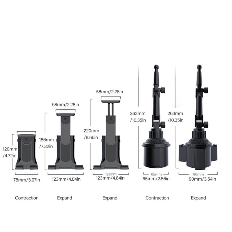Vehicle Cupholder Tablets Bracket with Expandable Base for Pad 4-12.9inch Devices