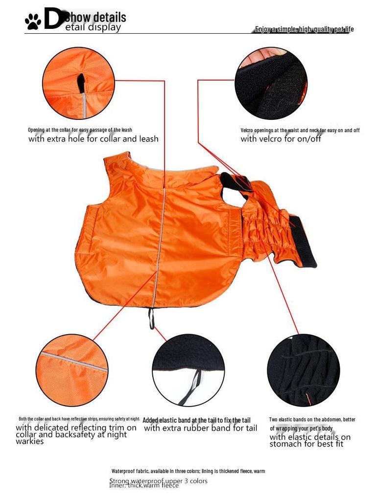 Waterproof Jacket Vest for Dogs - Plush Pet Clothing for Large, Medium, and Small Breeds