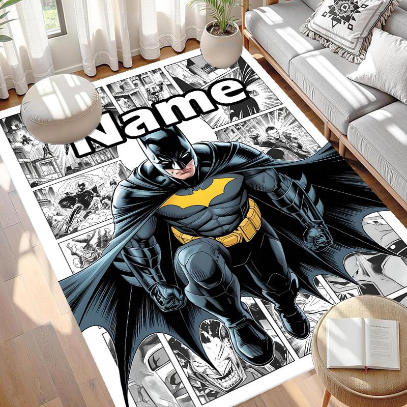 Custom Name Personalized Batman Print Carpet, Versatile Home Decor Rug, for Playroom, Apartment, Balcony, Entryway, Hallway Gift