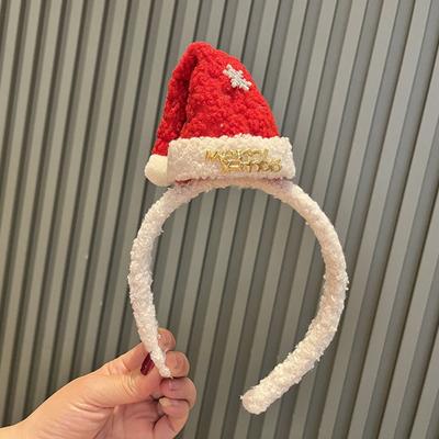 NEW Plush Christmas Headband Red Headwear Children Headbands Cloth Kids Hair Bands