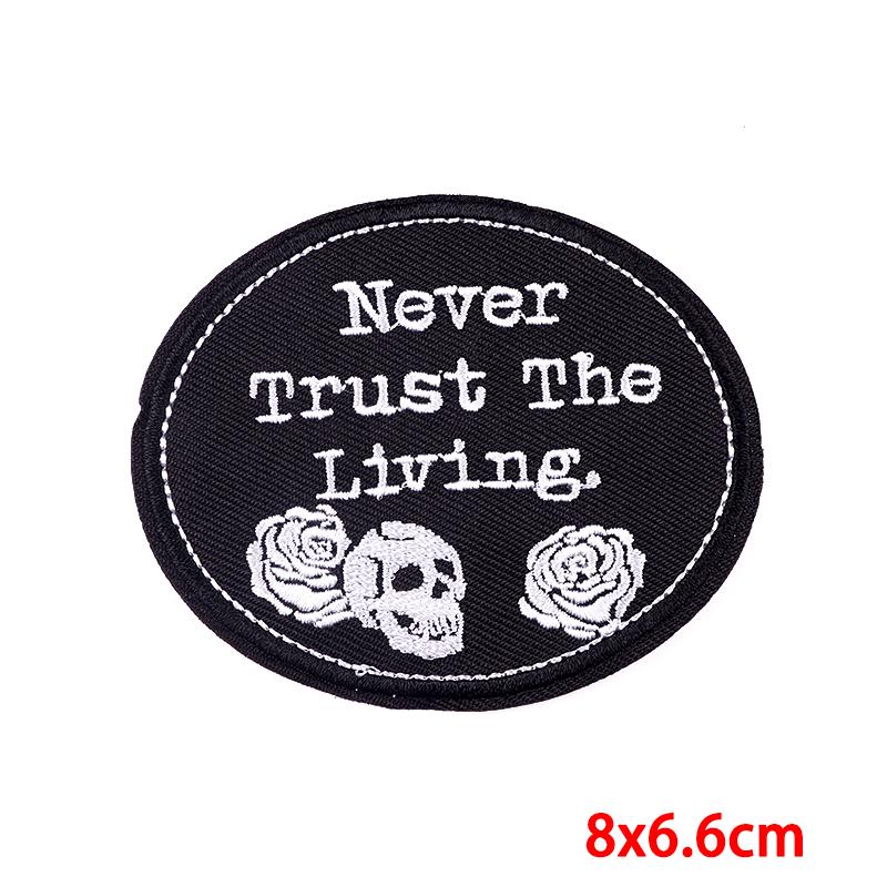 Drinking Coffee Skeleton Patches Skull Finger Letter Embroidery Patch For Clothing Thermoadhesive Patches On Clothes Punk Patch