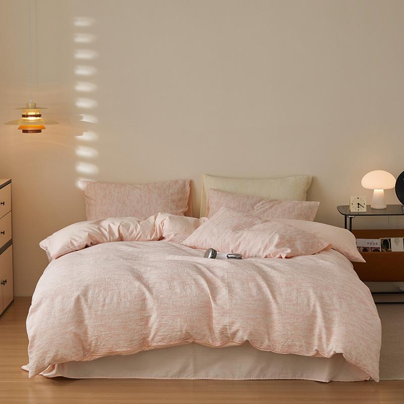 High-end Rope Threading Jacquard Bedding Set 100% Cotton Skin-friendly Breathable Queen Duvet Cover Set with Sheets Quilt Cover