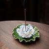 Keramik Lotus Räucherstäbchenhalter Dekoratives Seerosenblütenblatt Basis Räuchergefäß Yoga Meditation Tempel Home Office Ornament