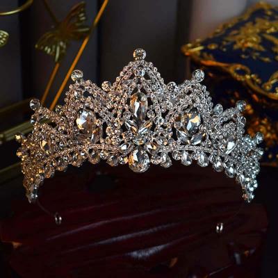 Baroka stila princeses kronis dubultā gaišā, greznā kristāla līgavas kroņa vintage kāzu kleita vakarkleita matu aksesuāri