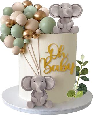 Niedliche Elefanten-Themen-Geburtstagstortendekorationen Dschungeltiere Elefanten-Tortendeko Babyparty Gender Reveal Party Tortenaufleger