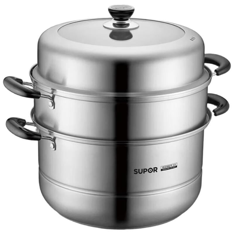 Supor 28cm 304 Stainless Steel 2-Tier Steamer Pot