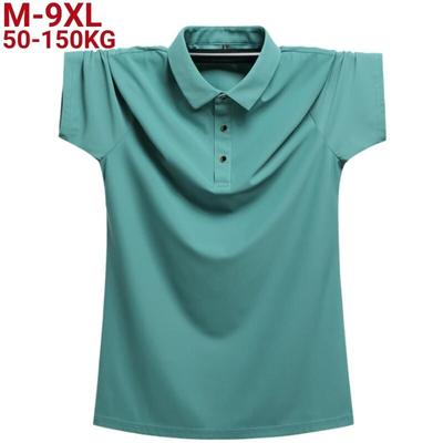 Plus Size 9xl 8xl Herrpikétröja Sommar Nya högkvalitativa Herr Kortärmad Ice Silk Enfärgad Business Casual Pikétröja för män