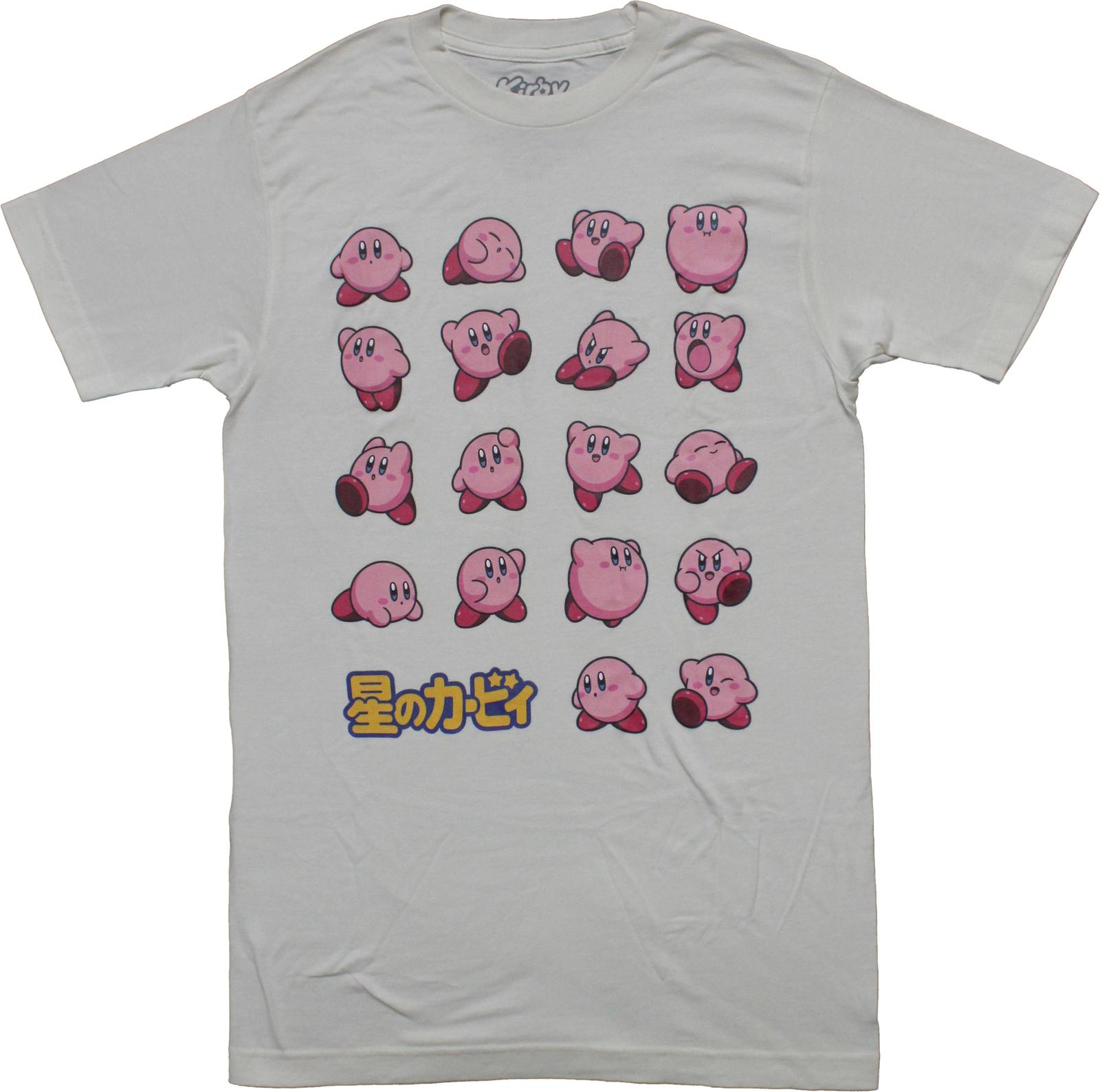 Kirby New Adult T-Shirt - Just Kirby Motions Lineup With Kanji L