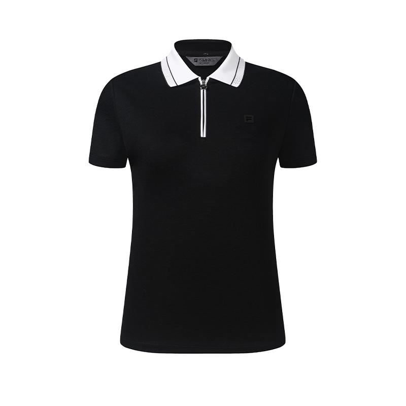 FILA Гольф Серия Однотонная Простая Короткий рукав Поло Женские топы A11W635121FBK M